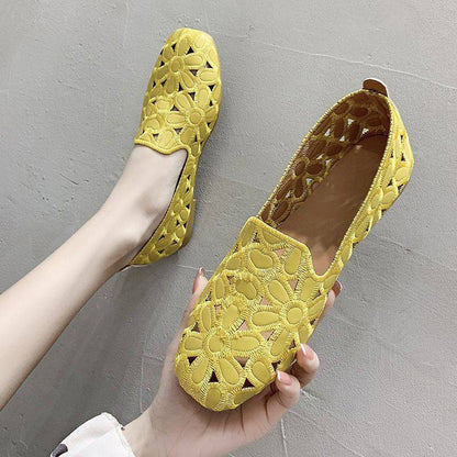 Damen Ballerinas Bequem Floralmuster Schuhe