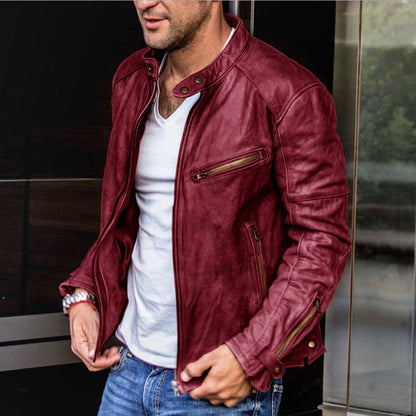 Herren Bikerjacke Echtleder Schwarz - Norvielle