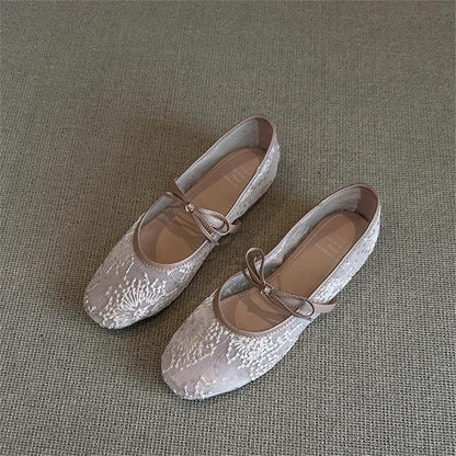 Damen Ballerinas Blumenmuster Schleife - Norvielle