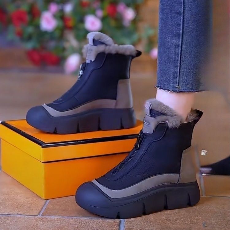 Damen Winterstiefel Gefüttert Antirutschsohle Schwarz - Norvielle
