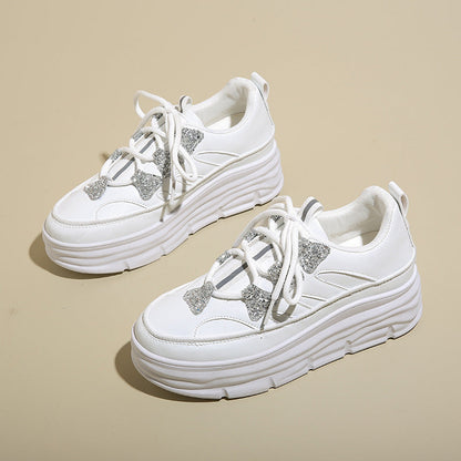 Damen Plattform Sneaker Glitzer Optik
