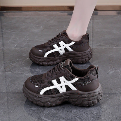 Damen Chunky Sneaker Atmungsaktives Material Stoßdämpfung