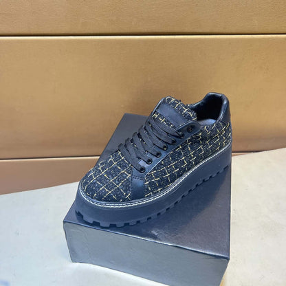 Damen Sneaker Tweed Optik Bequem Sportlich