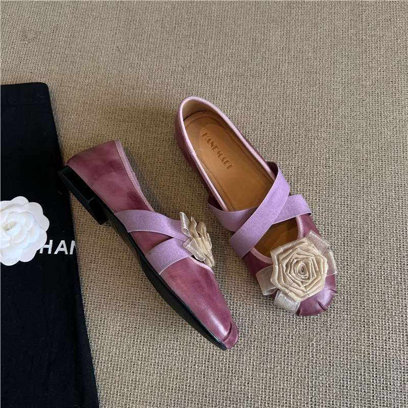 Damen Ballerinas mit Blumenapplikation Komfortschuhe