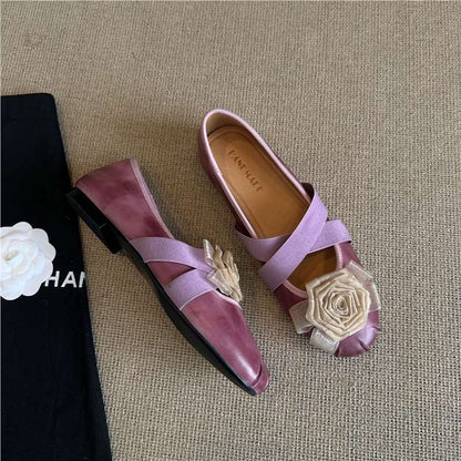 Damen Ballerinas mit Blumenapplikation Komfortschuhe
