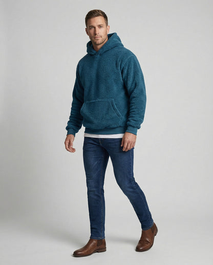 Herren Teddy-Pullover Weich Mit Taschen Praktisch