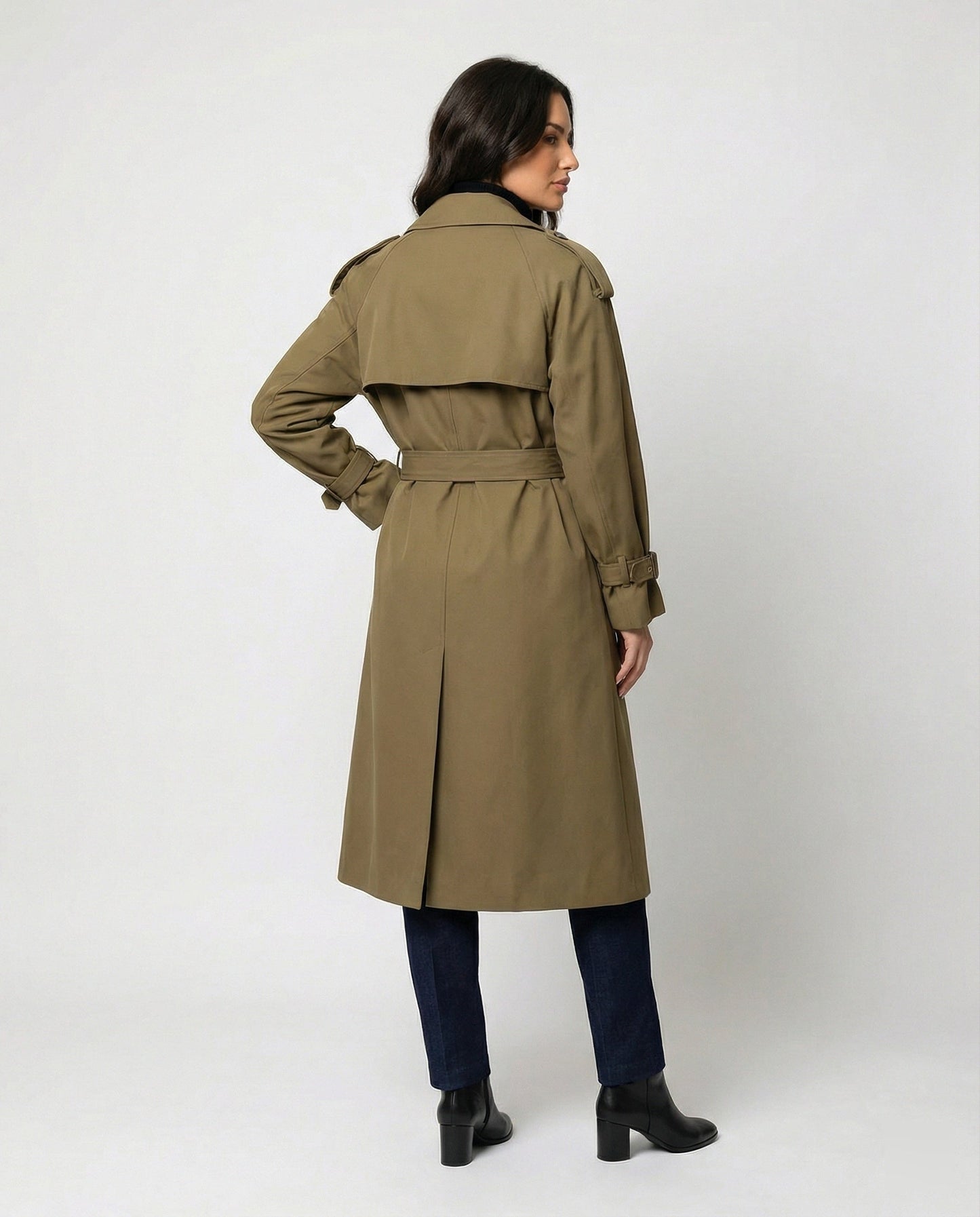 Damen Trenchcoat Doppelreihig Tailliert Modern