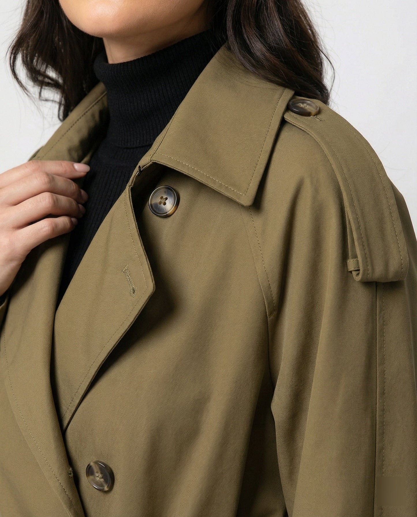 Damen Trenchcoat Doppelreihig Tailliert Modern
