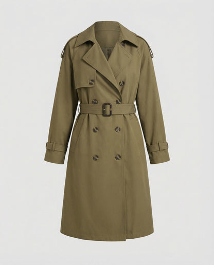 Damen Trenchcoat Doppelreihig Tailliert Modern