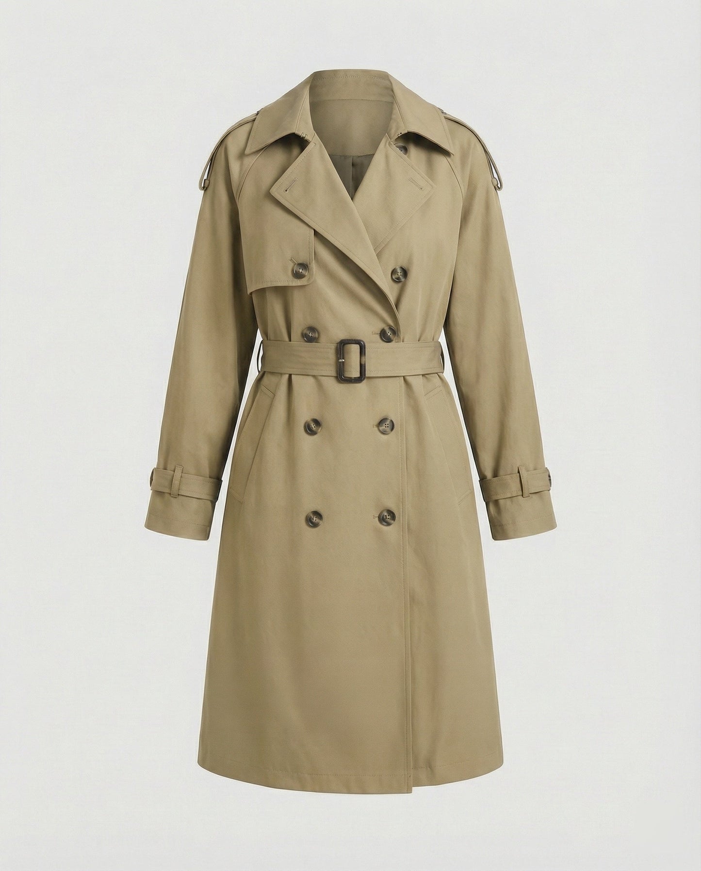 Damen Trenchcoat Doppelreihig Tailliert Modern