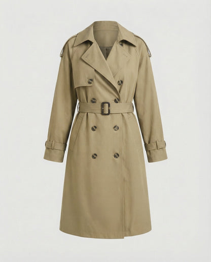 Damen Trenchcoat Doppelreihig Tailliert Modern