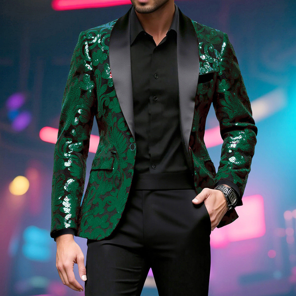 Herren Blazer Paillettenjacke Modern