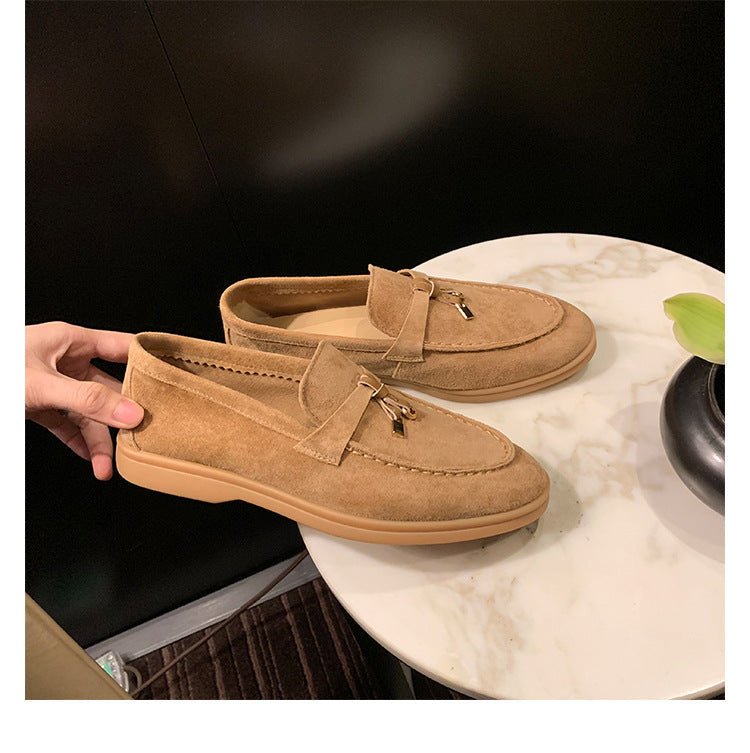 Damen Mokassins Wildleder Riemen Schuhe Elegant