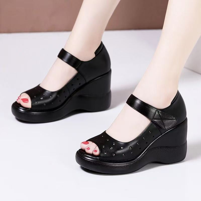Damen Wedgesandalen Weiches Obermaterial Verstellbarer Riemen