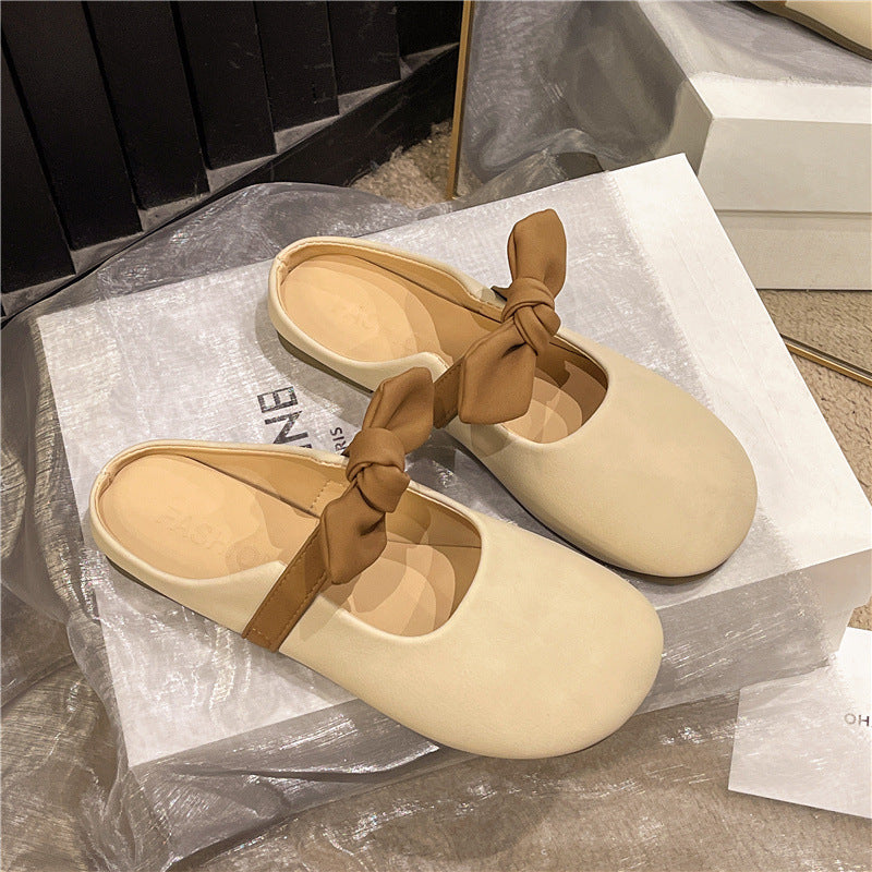 Damen Mules Bequem Schleife