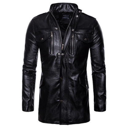 Herren Lederjacke Lang Mit Taschen