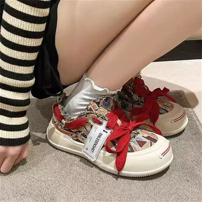 Damen Sneaker Gefranst Schnürsystem