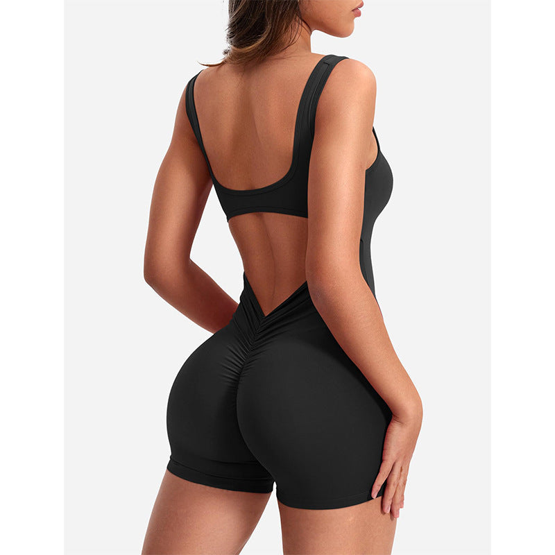 Damen Jumpsuit Sportlich Figurformend Rückenausschnitt