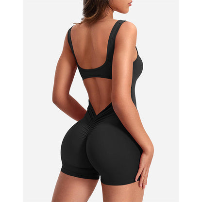 Damen Jumpsuit Sportlich Figurformend Rückenausschnitt