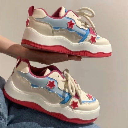 Damen Sneaker Bunt Mit Stern Applikation Komfortabel - Norvielle
