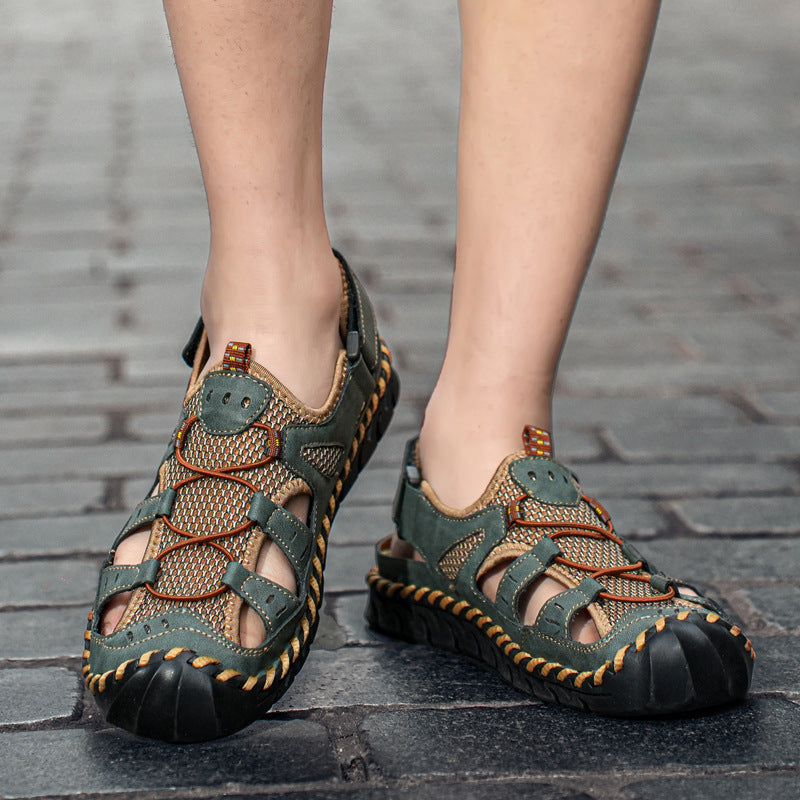 Damen Leder-Sandalen Sportlich Atmungsaktiv Rutschfest