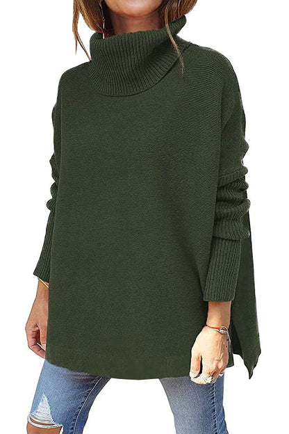 Damen Oversized Rollkragenpullover Großmasche Strick