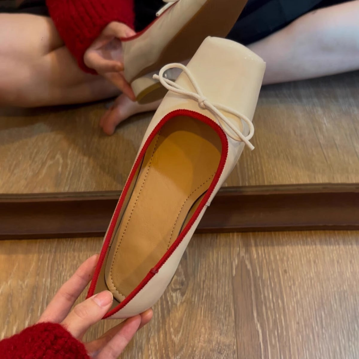 Damen Ballerinas Glänzend Spitze mit Schleife - Norvielle