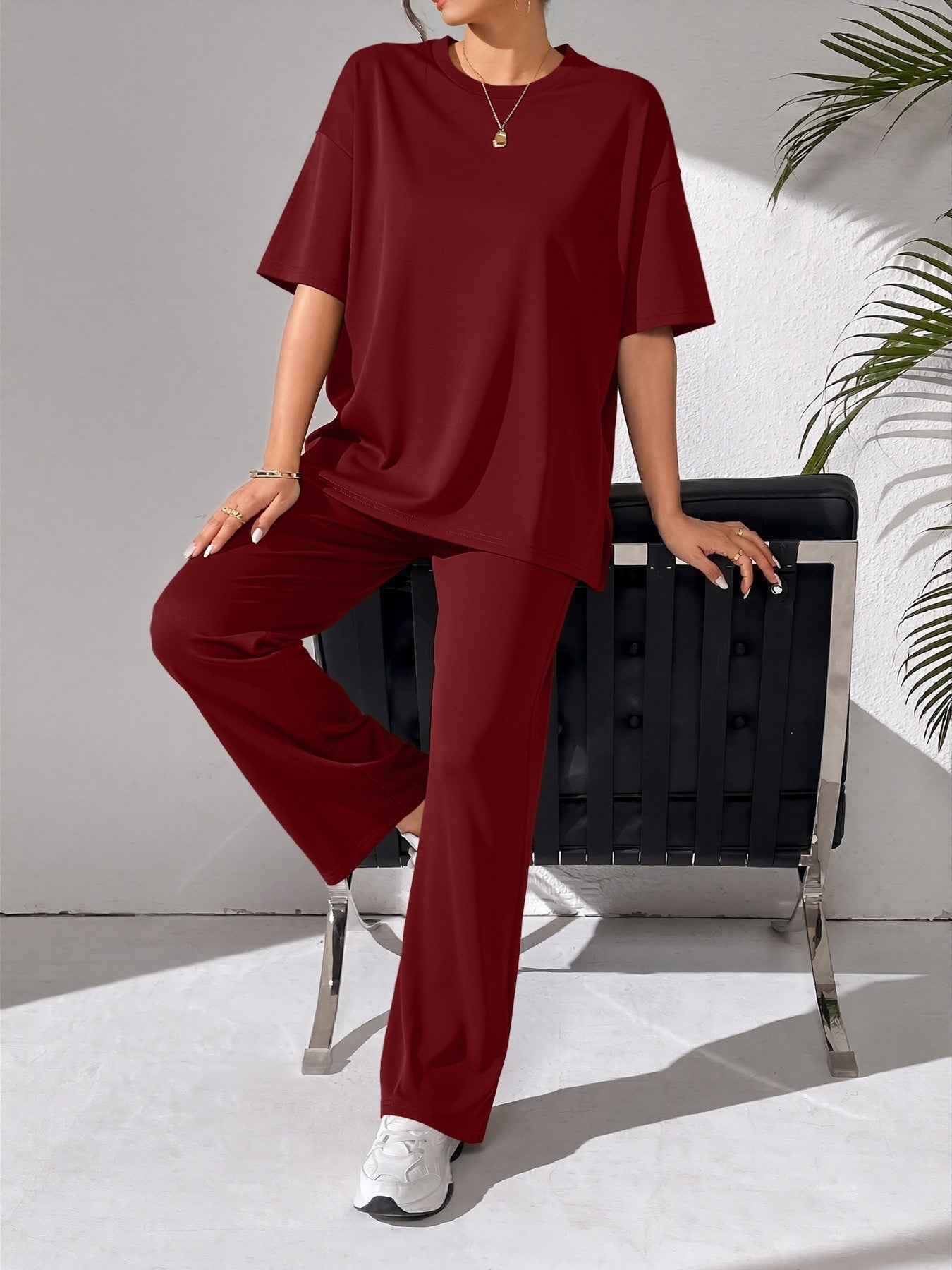 Damen Freizeit-Set Bequemes Weites Oberteil