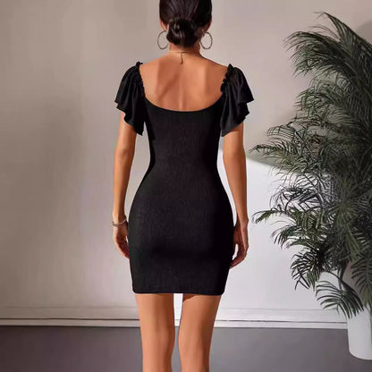 Damen Minikleid Figurbetont V-Ausschnitt