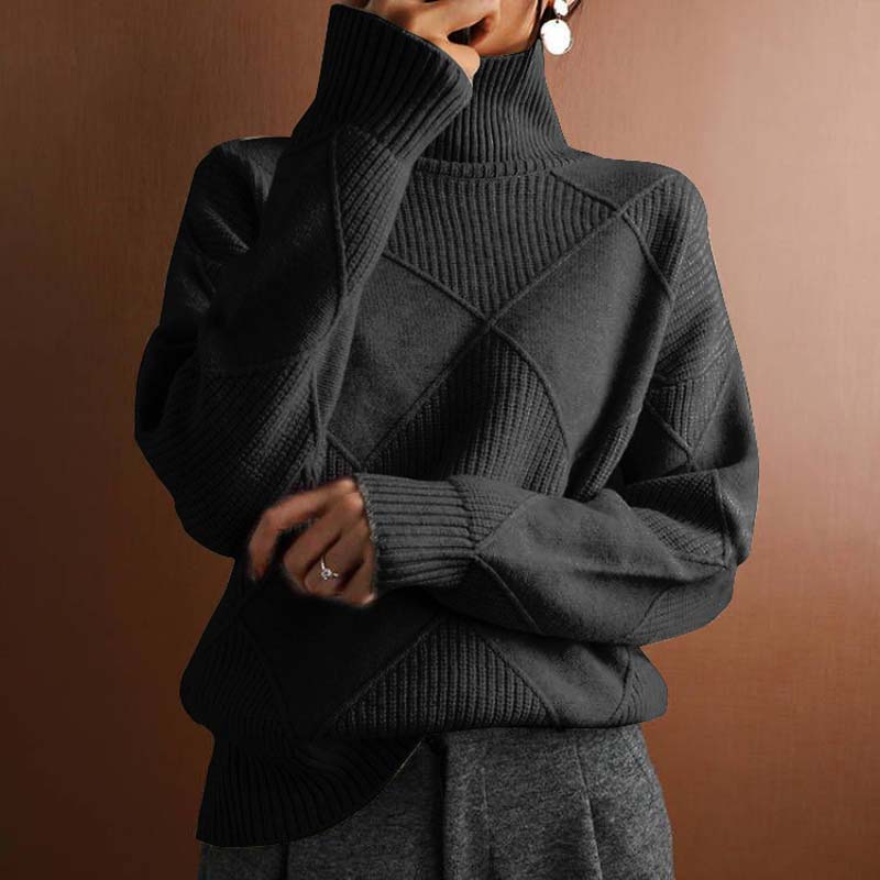 Damen Strickpullover Hoher Hals Warm Winter