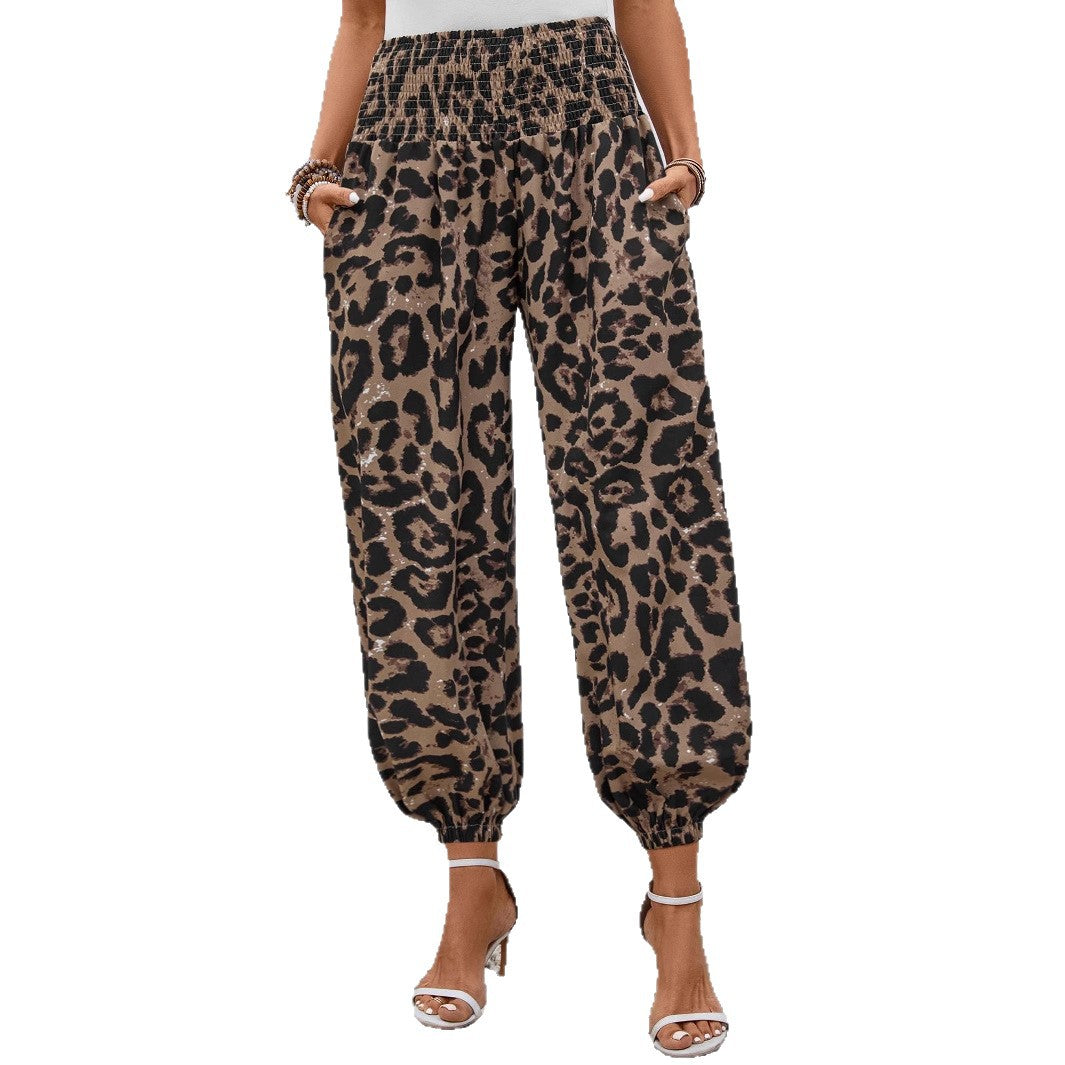 Damen-Hosen Leopardenmuster Elegant Weite