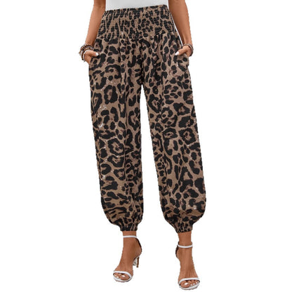 Damen-Hosen Leopardenmuster Elegant Weite