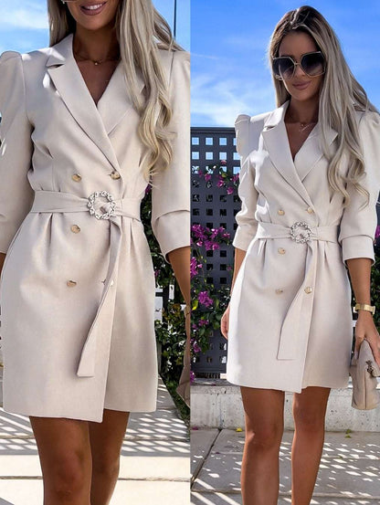Damen Blazer Kleid Elegant Tailliert