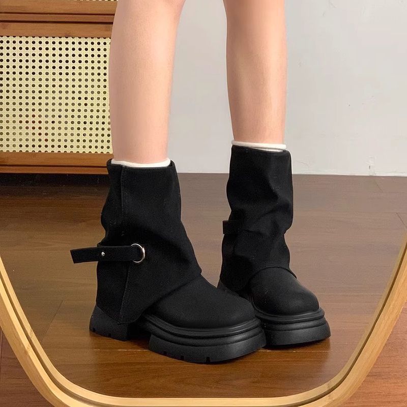 Damen Winterstiefel Elegantes Falten-Design Warm - Norvielle