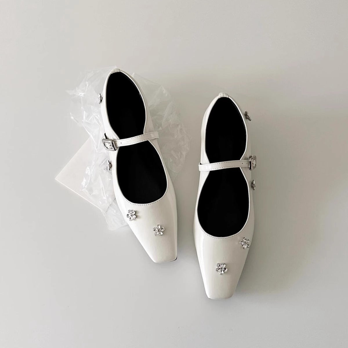 Damen Ballerinas Elegant Blumenapplikationen