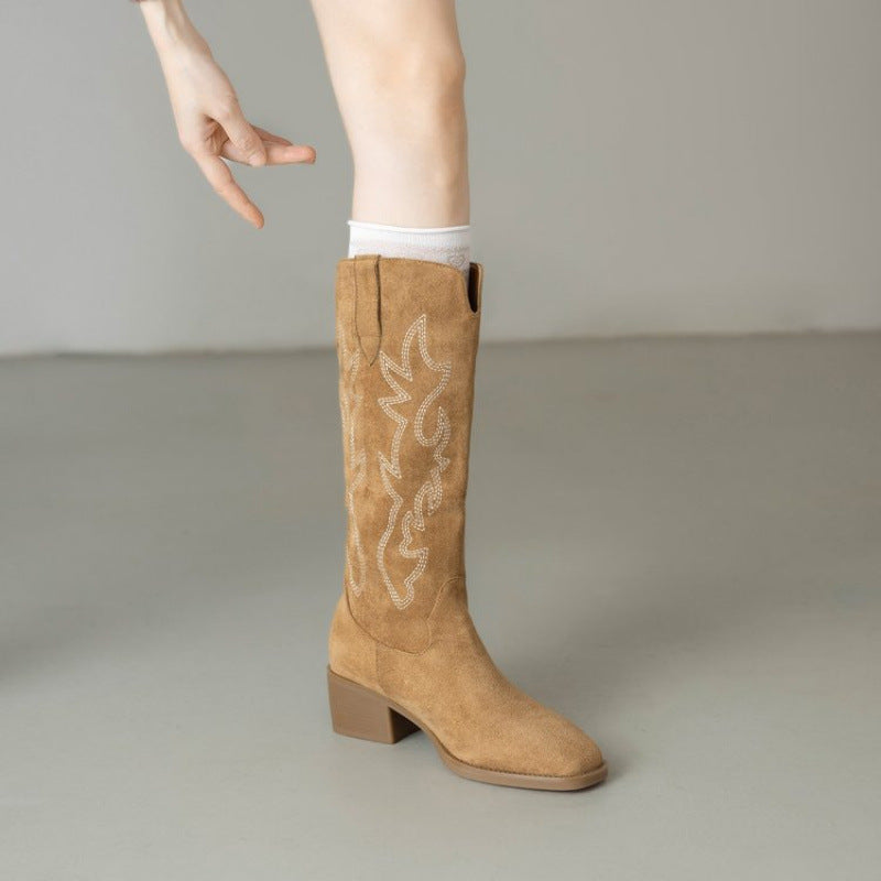Damen Stiefel Stickerei Komfortabsatz Mittelhöhe