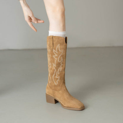 Damen Stiefel Stickerei Komfortabsatz Mittelhöhe