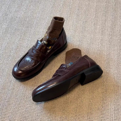 Damen Mokassins Leder Elegante