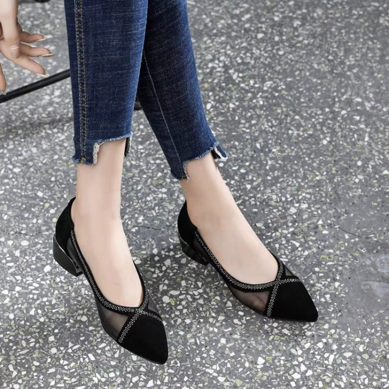 Damen Pumps Hochhackig Transparentes Mesh Mit Glitzerdetails
