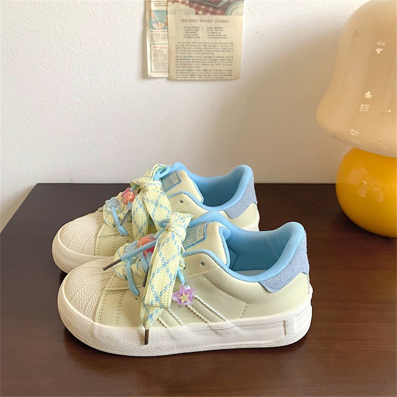 Damen Sneaker Bequem Floralmuster Schnürsenkel