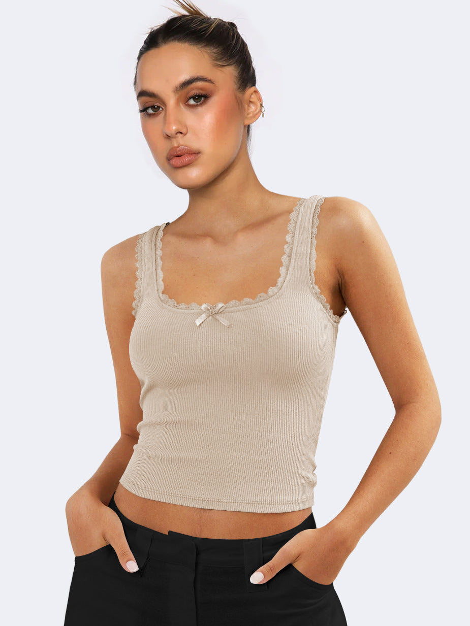 Damen Crop Spitze Ohne Ärmel