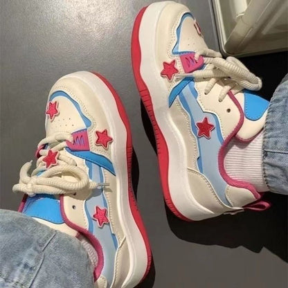 Damen Sneaker Sportlich Sternen Design Rutschfest