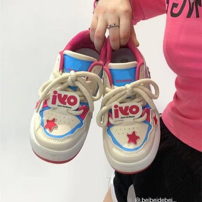Damen Sneaker Bunt Sternen Applikationen