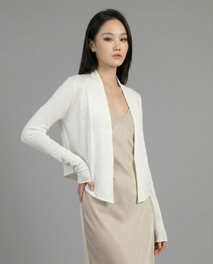 Damen Cardigan Dünne Strickjacke Oversize Beige Sommer - Norvielle