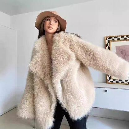 Damen Kunstfelljacke Boucle-Style Modern