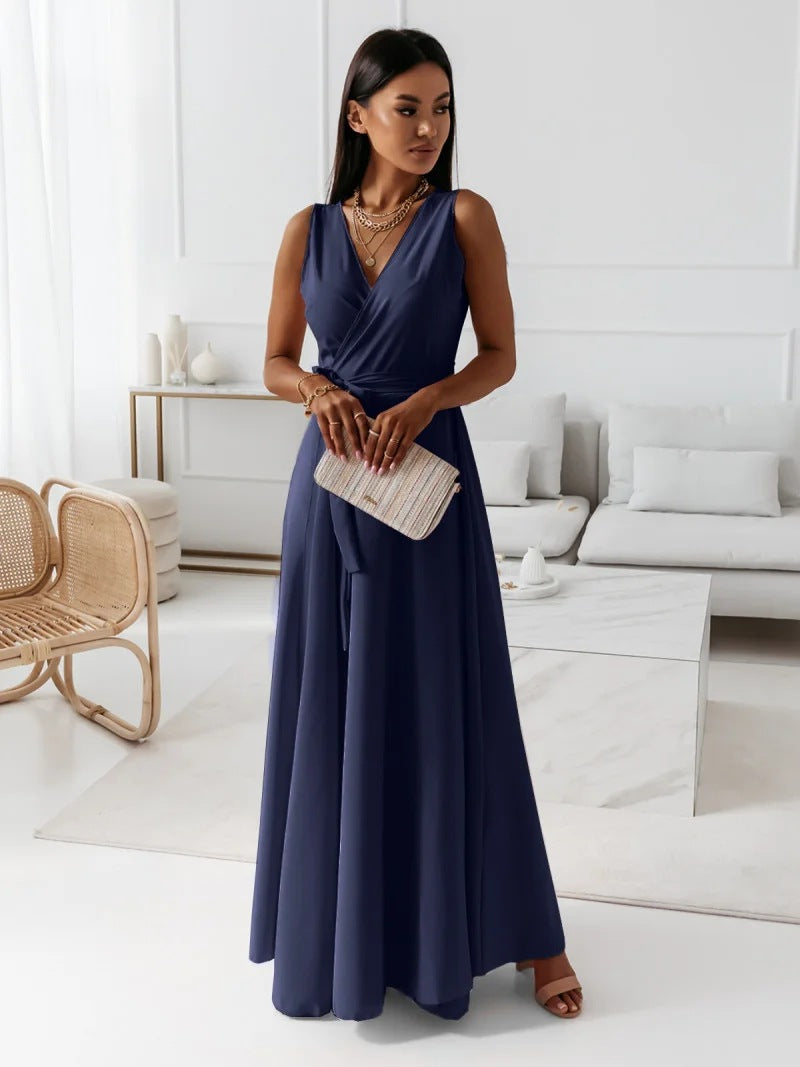 Damen Maxi Wickelkleid Hochzeitsgast Elegantes Langkleid