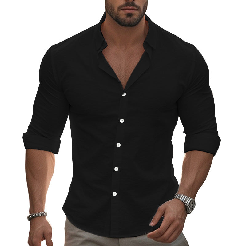 Herren Langarmhemd Elegantes Design Knopfleiste