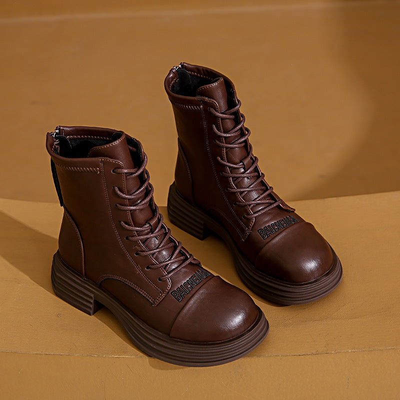 Damen Lederstiefel Combat Boot Robust