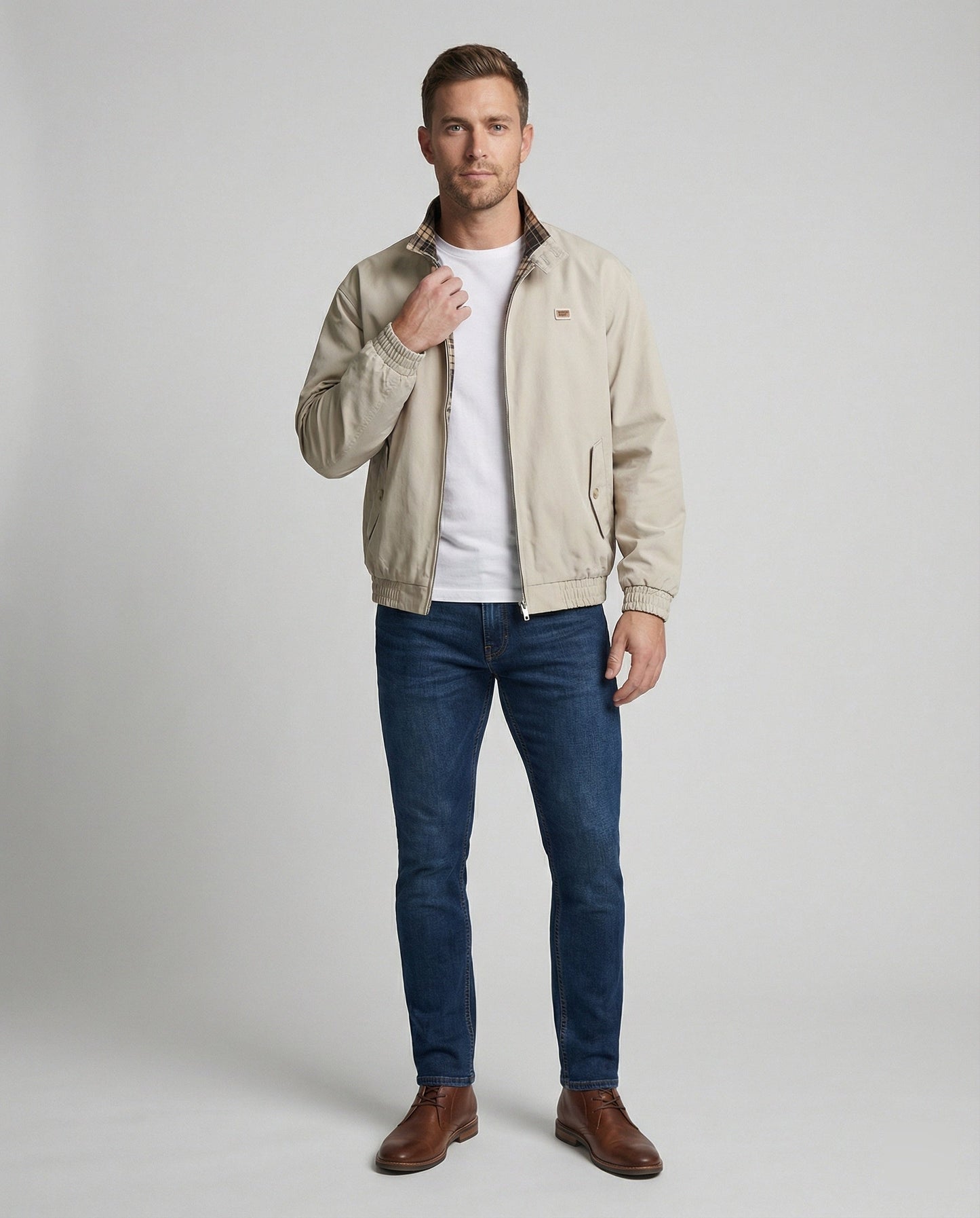 Unisex Herbstmantel Karomuster Retrojacke Locker
