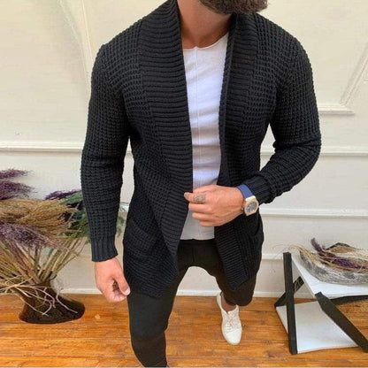 Herren Strickjacke Tiefkragen Modern Struktur Optik